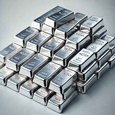 Stack of silver bars in various sizes