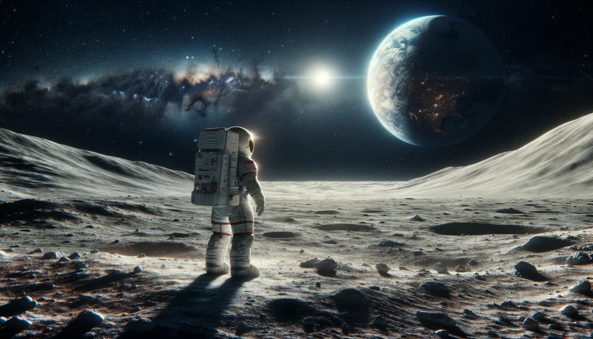Astronaut standing on the moon