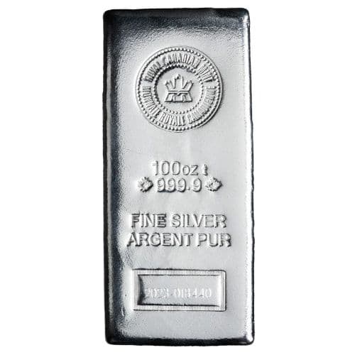 100 oz Royal Canadian Mint Silver Bar