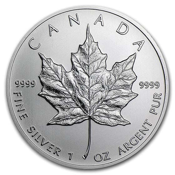 1 oz Canadian Silver Maple Leaf Coin (Random Year)